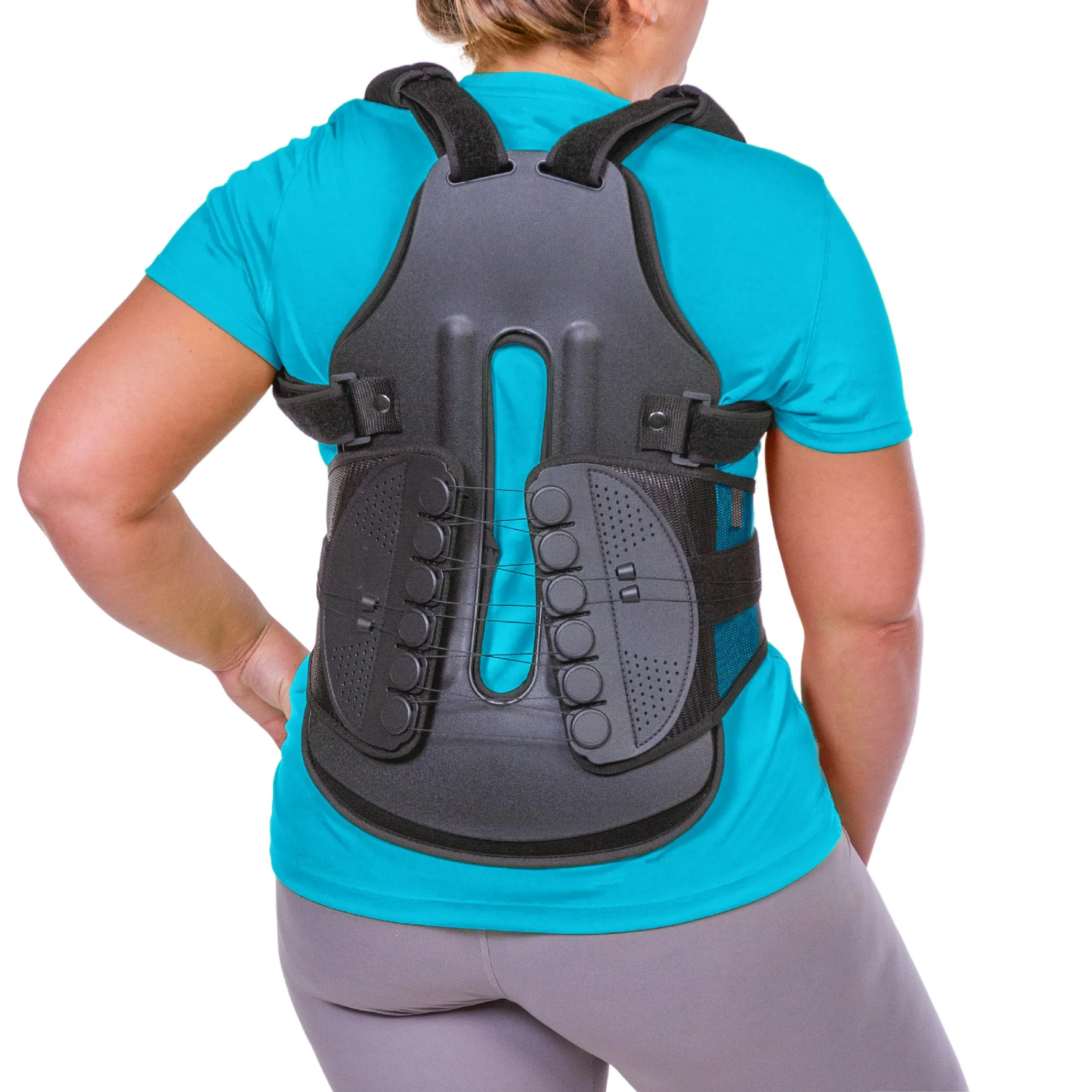 Adjustable TLSO Thoracic Full Back Brace | Clamshell Support for Postural Kyphosis, Parkinsons Disease, and Fractured Vertebrae